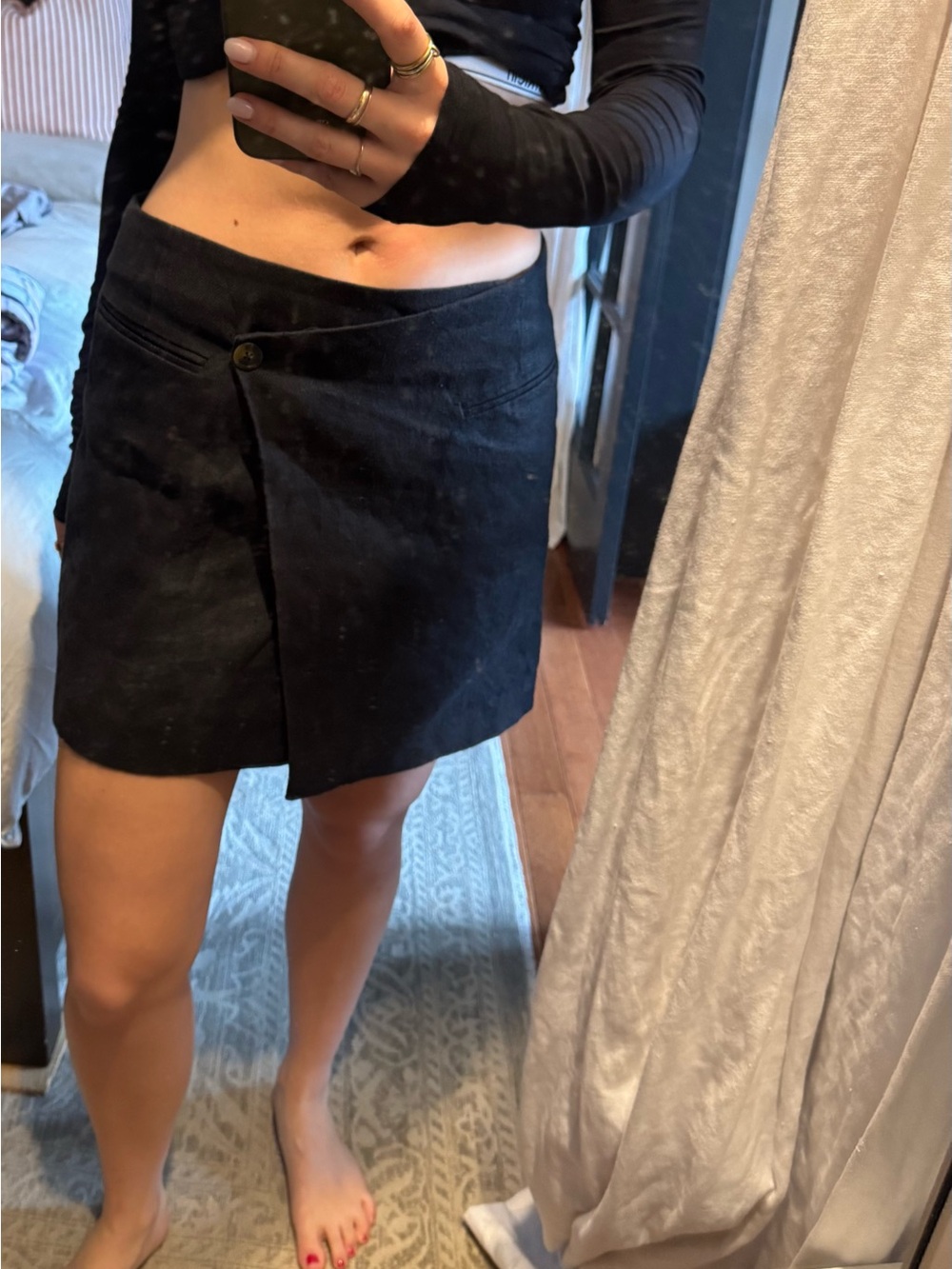 Anine Bing Black Linen wrap skirt